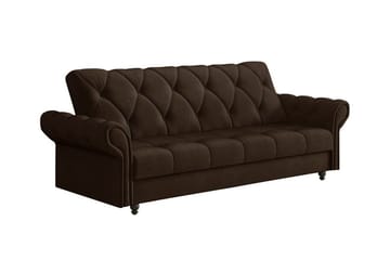 Denegal liten 3-sits Bäddsoffa Längsbäddad i Plysch - Mörkbrun - Möbler - Soffa - Bäddsoffa - 3 sits bäddsoffa