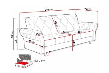 Denegal liten 3-sits Bäddsoffa Längsbäddad i Plysch - Mörkbrun - Möbler - Soffa - Bäddsoffa - 3 sits bäddsoffa
