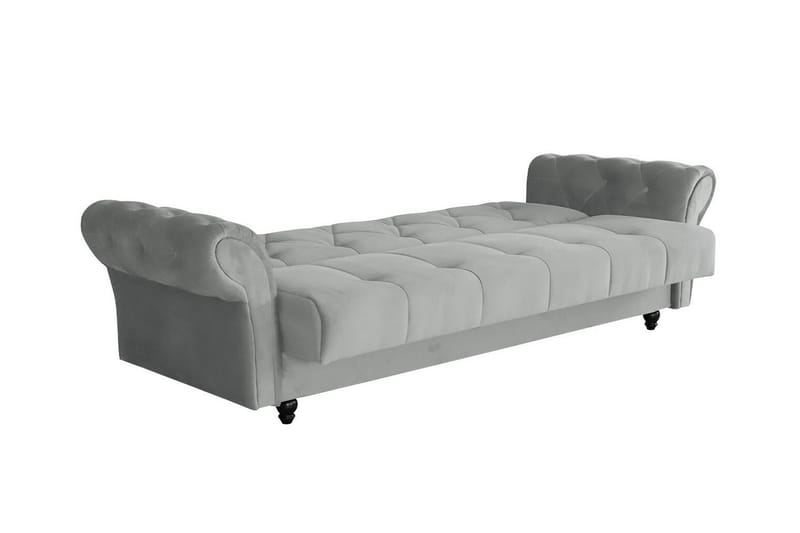 Denegal liten 3-sits Bäddsoffa Längsbäddad i Plysch - Mörkblå - Möbler - Soffa - Bäddsoffa - 3 sits bäddsoffa