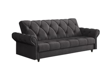 Denegal liten 3-sits Bäddsoffa Längsbäddad i Plysch - Mörkbrun - Möbler - Soffa - Bäddsoffa - 3 sits bäddsoffa