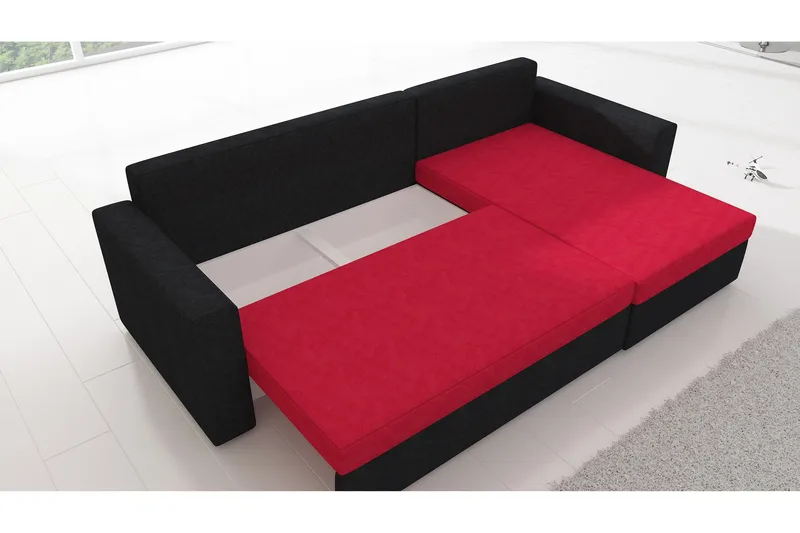 Eguino 3-sits Höger Bäddsoffa 125x195 cm med Förvaring i Tyg - Ljusgrå Melerad - Möbler - Soffa - Bäddsoffa - Bäddsoffa divan