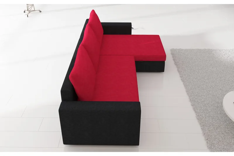 Eguino 3-sits Höger Hörnbäddsoffa i Tyg med Konstläderunderrede - Ljusgrå Melerad - Möbler - Soffa - Bäddsoffa - Bäddsoffa divan