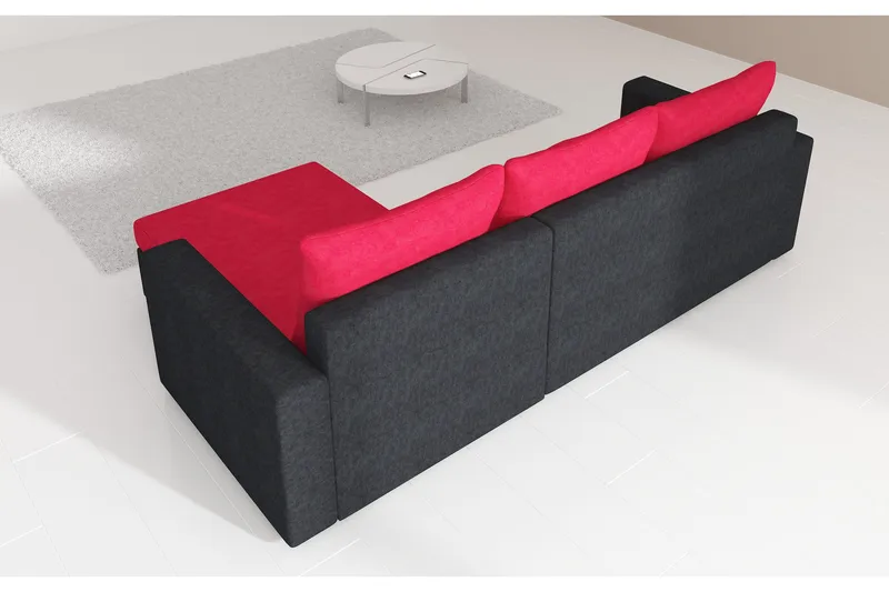 Eguino Vänster Hörnbäddsoffa 125x195 cm med Förvaring i Tyg - Svart - Möbler - Soffa - Bäddsoffa - Bäddsoffa divan