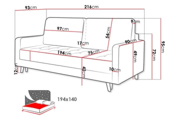 Eirado 4-sits Bäddsoffa - Blå - Möbler - Soffa - Bäddsoffa - 3 sits bäddsoffa