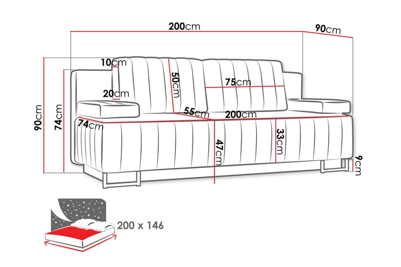 Elsinore Bäddsoffa - Möbler - Soffa - Bäddsoffa - 3 sits bäddsoffa