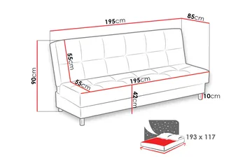 Enduro Bäddsoffa 195x85x90 cm - Gul - Möbler - Soffa - Bäddsoffa - 3 sits bäddsoffa