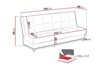 Enduro Bäddsoffa 195x85x90 cm - Röd - Möbler - Soffa - Bäddsoffa - 3 sits bäddsoffa