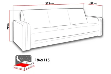Euforia Bäddsoffa 222x88x89 cm - Brun - Möbler - Soffa - Bäddsoffa - 3 sits bäddsoffa