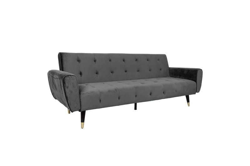 Falun Bäddsoffa 214x83 cm Grå Sammet - Möbler - Soffa - Bäddsoffa - 3 sits bäddsoffa