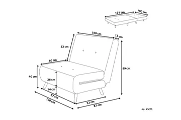 Farris Bäddsoffa 100 cm - Grå - Möbler - Soffa - Bäddsoffa - 3 sits bäddsoffa