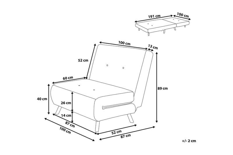Farris Bäddsoffa 100 cm - Grå - Möbler - Soffa - Bäddsoffa - 3 sits bäddsoffa