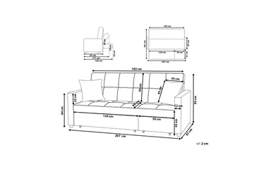 Glomma Bäddsoffa 207 cm - Grå - Möbler - Soffa - Bäddsoffa - 3 sits bäddsoffa