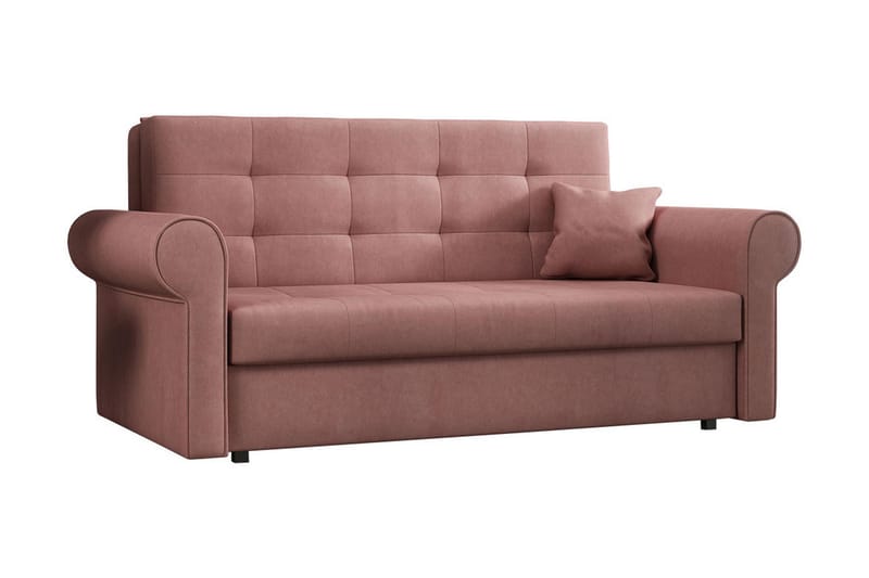 Hedensö Bäddsoffa - Rosa - Sammetssoffa - 3 sits bäddsoffa