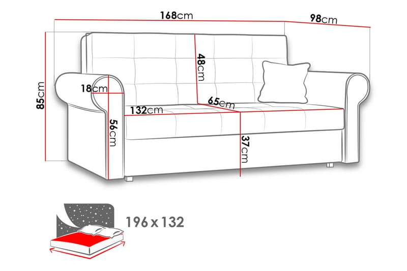 Hedensö soffa - Grå - Sammetssoffa - 3 sits bäddsoffa