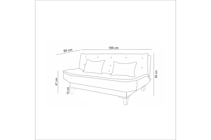 Hunterville Bäddsoffa 3-sits 106x187 - Mörkblå - Möbler - Soffa - Bäddsoffa - 3 sits bäddsoffa