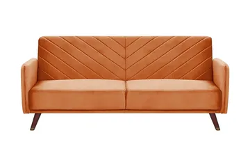 Induja 3-sits Bäddsoffa - Sammet/Orange - Möbler - Soffa - Bäddsoffa - 3 sits bäddsoffa
