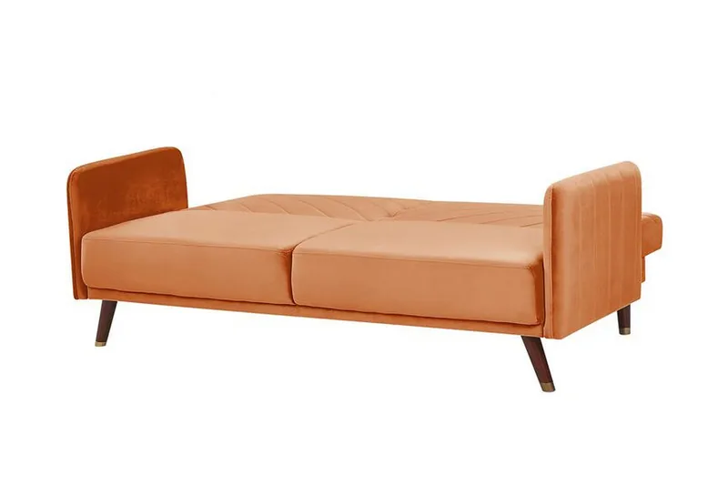 Induja 3-sits Bäddsoffa - Sammet/Orange - Möbler - Soffa - Bäddsoffa - 3 sits bäddsoffa