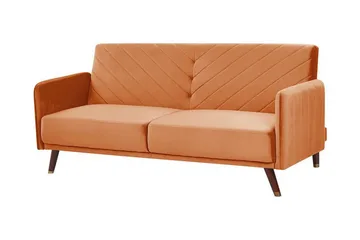 Induja 3-sits Bäddsoffa - Sammet/Orange - Möbler - Soffa - Bäddsoffa - 3 sits bäddsoffa