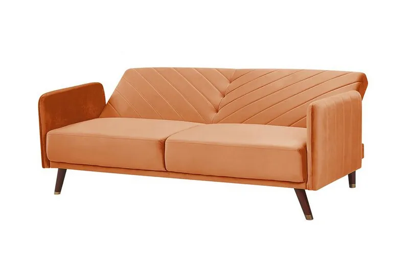 Induja 3-sits Bäddsoffa - Sammet/Orange - Möbler - Soffa - Bäddsoffa - 3 sits bäddsoffa