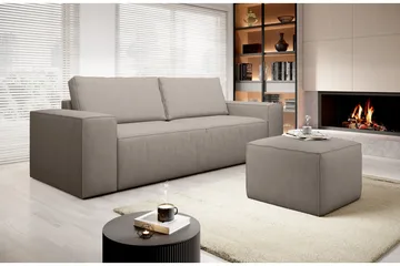 Kamli Bäddsoffa 3-sits med Förvaring - Beige - Möbler - Soffa - Bäddsoffa - 3 sits bäddsoffa