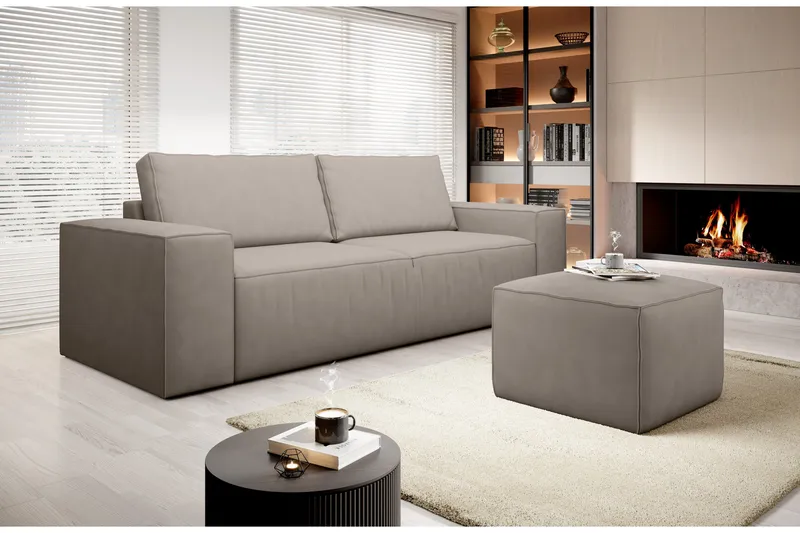 Kamli Bäddsoffa 3-sits med Förvaring - Beige - Möbler - Soffa - Bäddsoffa - 3 sits bäddsoffa