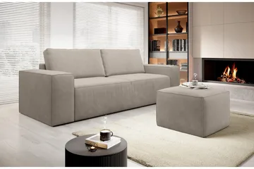 Kamli Bäddsoffa 3-sits med Förvaring - Beige - Möbler - Soffa - Bäddsoffa - 3 sits bäddsoffa