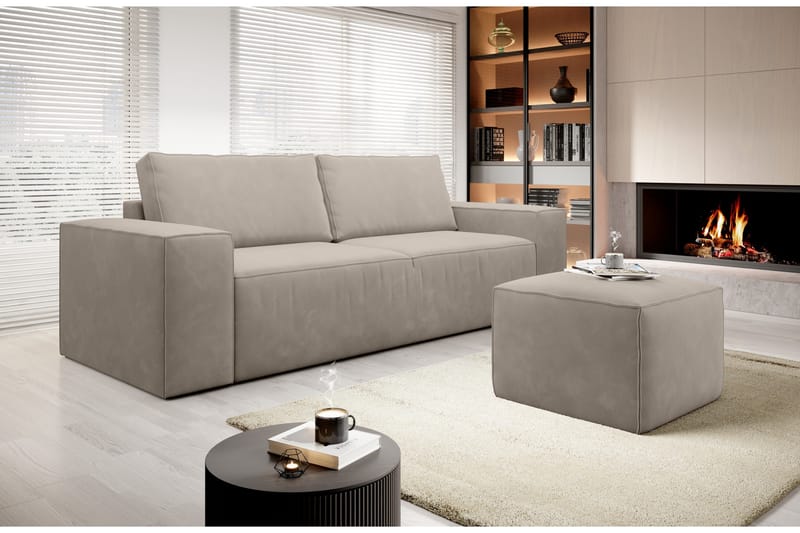 Kamli Bäddsoffa 3-sits med Förvaring - Beige - Möbler - Soffa - Bäddsoffa - 3 sits bäddsoffa