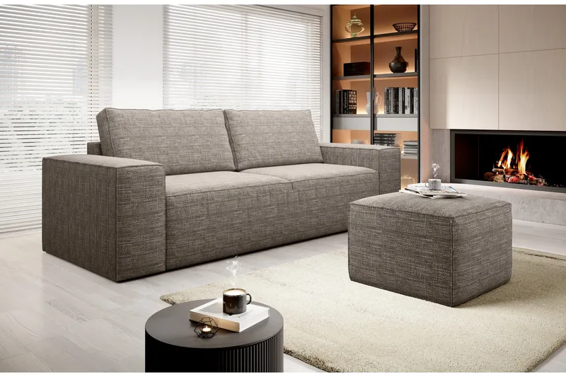 Kamli Bäddsoffa 3-sits med Förvaring - Beige - Möbler - Soffa - Bäddsoffa - 3 sits bäddsoffa