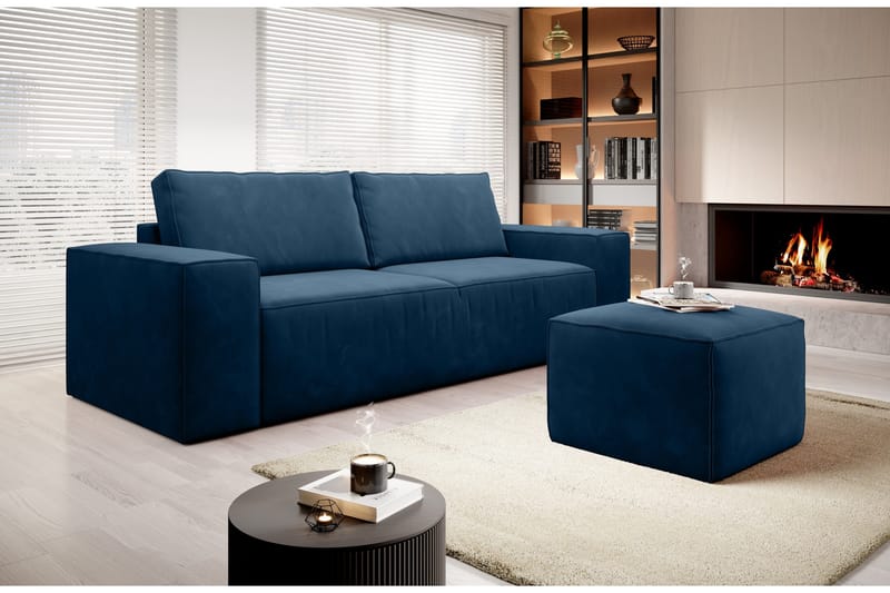 Kamli Bäddsoffa 3-sits med Förvaring - Blå - Möbler - Soffa - Bäddsoffa - 3 sits bäddsoffa