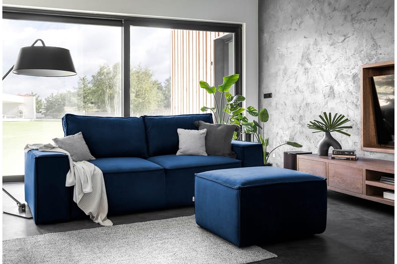Kamli Bäddsoffa 3-sits med Förvaring - Blå - Möbler - Soffa - Bäddsoffa - 3 sits bäddsoffa