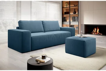 Kamli Bäddsoffa 3-sits med Förvaring - Blå - Möbler - Soffa - Bäddsoffa - 3 sits bäddsoffa