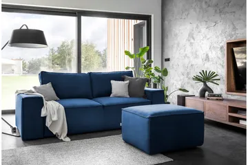 Kamli Bäddsoffa 3-sits med Förvaring - Blå - Möbler - Soffa - Bäddsoffa - 3 sits bäddsoffa