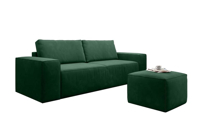 Kamli Bäddsoffa 3-sits med Förvaring - Grön - Möbler - Soffa - Bäddsoffa - 3 sits bäddsoffa