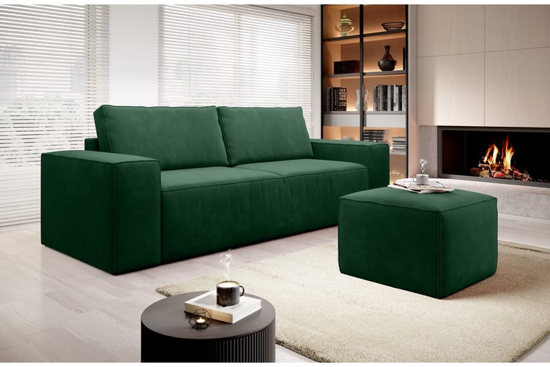Kamli Bäddsoffa 3-sits med Förvaring - Grön - Möbler - Soffa - Bäddsoffa - 3 sits bäddsoffa