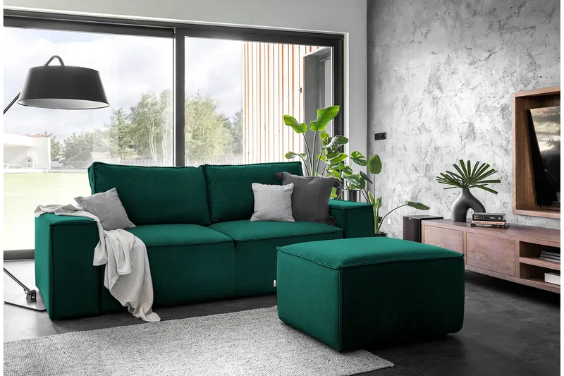 Kamli Bäddsoffa 3-sits med Förvaring - Grön - Möbler - Soffa - Bäddsoffa - 3 sits bäddsoffa