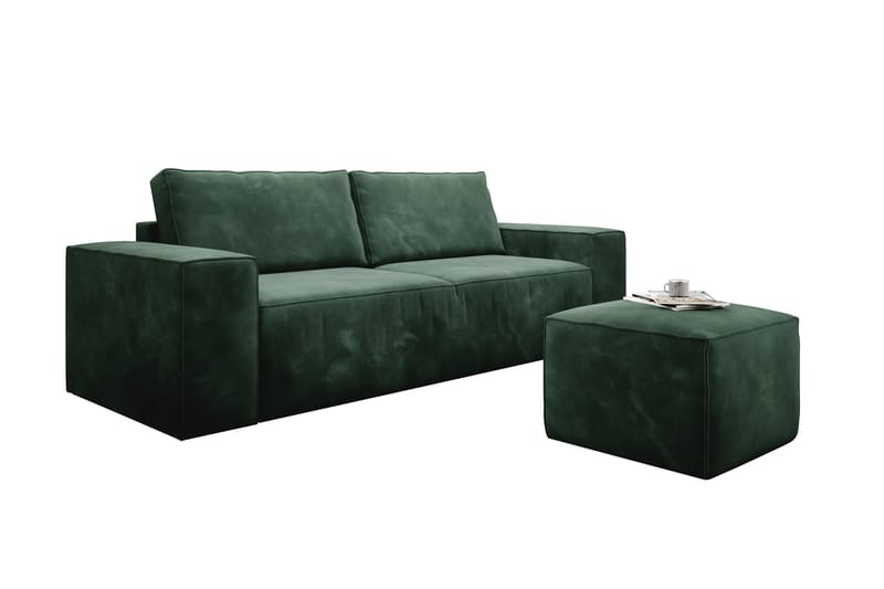 Kamli Bäddsoffa 3-sits med Förvaring - Grön - Möbler - Soffa - Bäddsoffa - 3 sits bäddsoffa