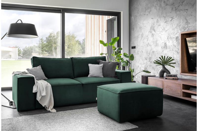 Kamli Bäddsoffa 3-sits med Förvaring - Grön - Möbler - Soffa - Bäddsoffa - 3 sits bäddsoffa