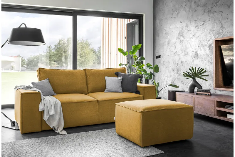 Kamli Bäddsoffa 3-sits med Förvaring - Gul - Möbler - Soffa - Bäddsoffa - 3 sits bäddsoffa