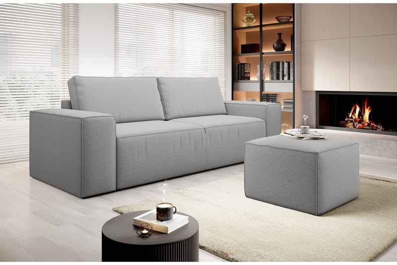 Kamli Bäddsoffa 3-sits med Förvaring - Ljusgrå - Möbler - Soffa - Bäddsoffa - 3 sits bäddsoffa