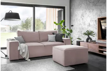 Kamli Bäddsoffa 3-sits med Förvaring - Ljusrosa - Möbler - Soffa - Bäddsoffa - 3 sits bäddsoffa
