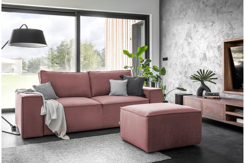 Kamli Bäddsoffa 3-sits med Förvaring, Rosa