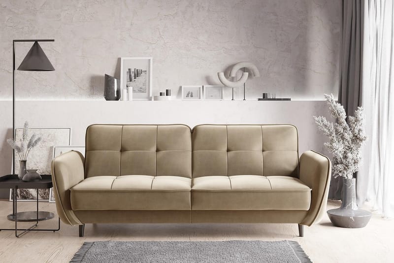 Katsuya Bäddsoffa 3-sits - Gul/Beige - Möbler - Soffa - Bäddsoffa - 3 sits bäddsoffa