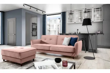 Katsuya Bäddsoffa 3-sits - Ljusrosa - Möbler - Soffa - Bäddsoffa - 3 sits bäddsoffa