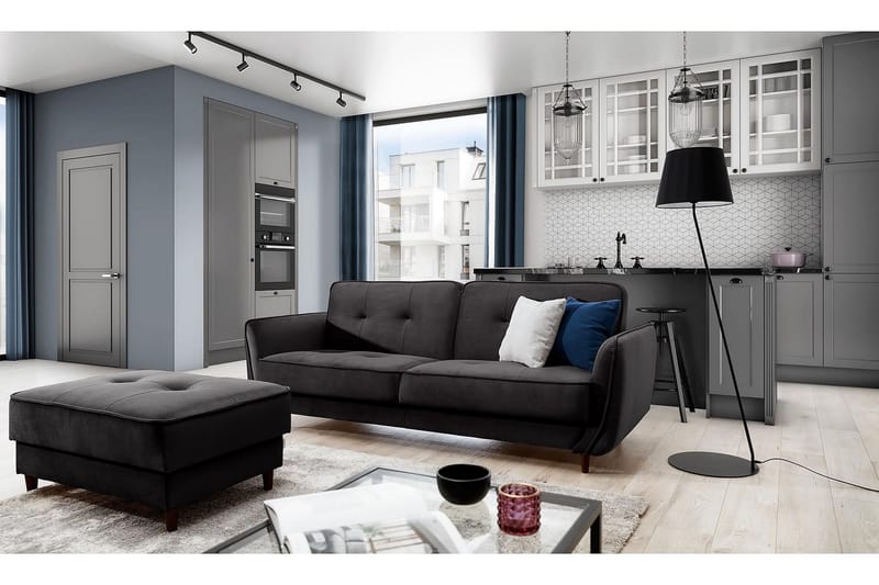 Katsuya Bäddsoffa 3-sits, Mörkgrå