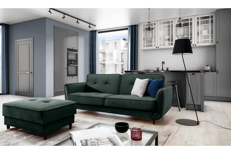 Katsuya Bäddsoffa 3-sits - Mörkgrön - Möbler - Soffa - Bäddsoffa - 3 sits bäddsoffa