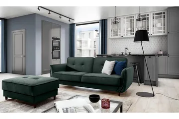 Katsuya Bäddsoffa 3-sits - Mörkgrön - Möbler - Soffa - Bäddsoffa - 3 sits bäddsoffa