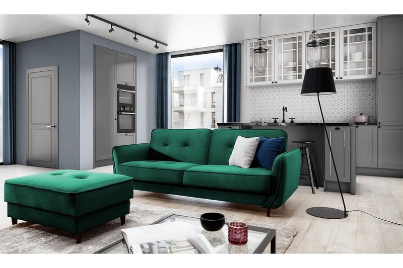 Katsuya Bäddsoffa 3-sits - Mörkgrön - Möbler - Soffa - Bäddsoffa - 3 sits bäddsoffa