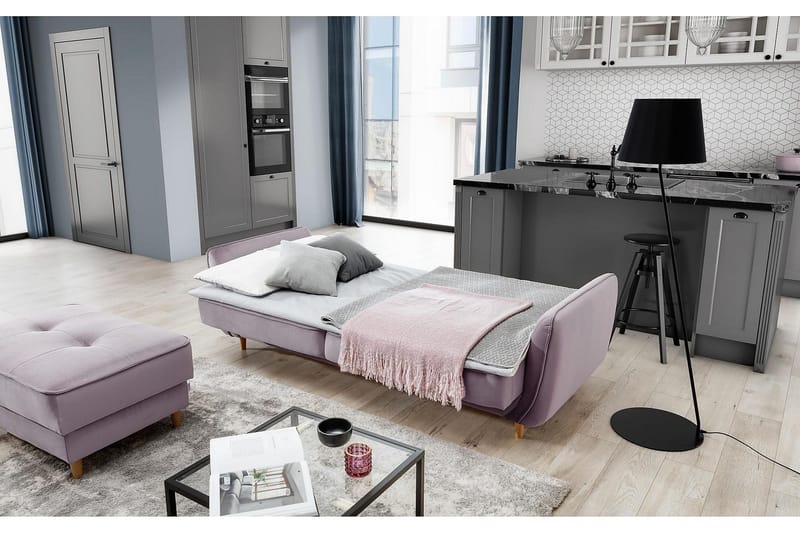 Katsuya Bäddsoffa 3-sits - Rosa - Möbler - Soffa - Bäddsoffa - 3 sits bäddsoffa