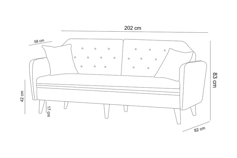 Keena Bäddsoffa 3-sits - Grå - Möbler - Soffa - Bäddsoffa - 3 sits bäddsoffa