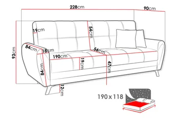 Laterse 3-sits Bäddsoffa - Svart - Möbler - Soffa - Bäddsoffa - 3 sits bäddsoffa